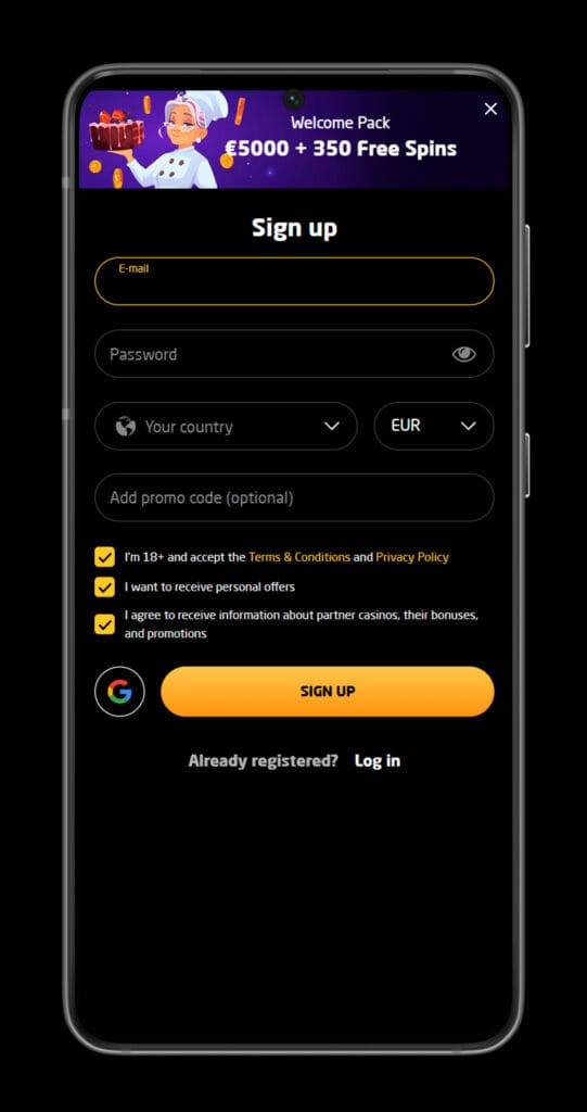 Registrieren Sie sich für die mobile App Staycasino